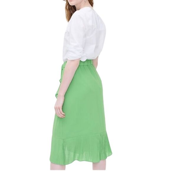 NWT J. Crew Green Tulip Hem Skirt with Pleated Ruffle Size Small S 📦 - Picture 2 of 13